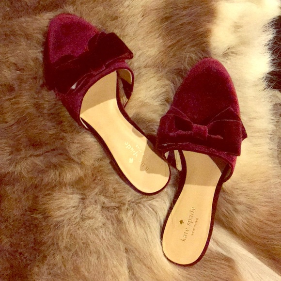 Kate Spade Madre velvety red burgundy shoes sandal - Picture 2 of 6